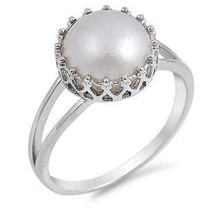 Freshwater Pearl and Sterling Silver Ring-Pearls,Sterling Silver Rings