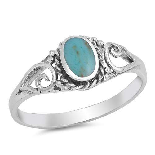 Turquoise Oval Stone Sterling Silver Ring-Sterling Silver Rings,Turquoise