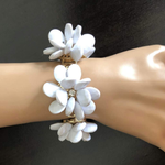 White Flower Statement Bracelet-Flower,Gold Bracelets,White