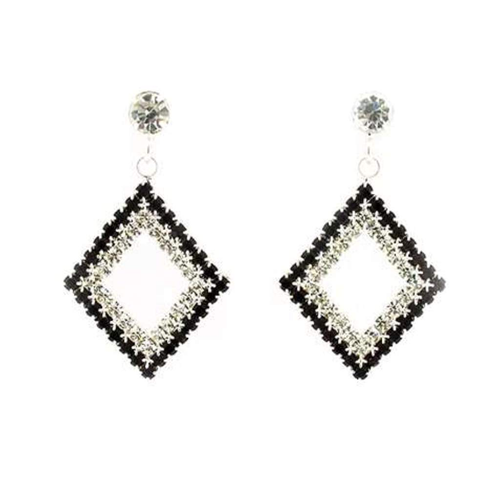 Dark Amethyst and Clear Rhinestone Triangle Stud Earrings-Crystal,Dangle Earrings,Purple,Silver Earrings