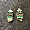 Multi Colored Oval Enamel Earrings-Dangle Earrings,Gold Earrings,Silver Earrings