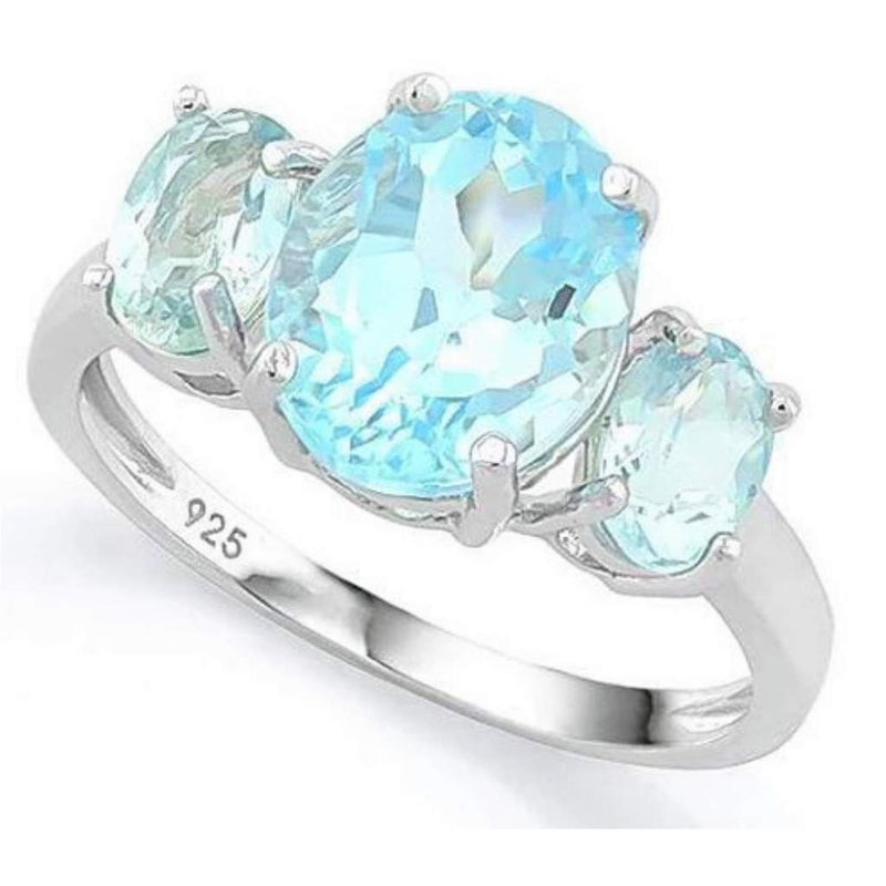 Baby Swiss Blue Topaz Sterling Silver Ring-Blue,Sterling Silver Rings