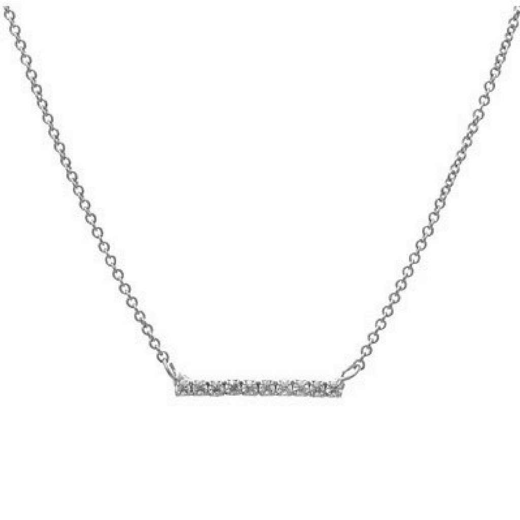 Silver and Crystal Bar Pendant Necklace-Silver Necklaces