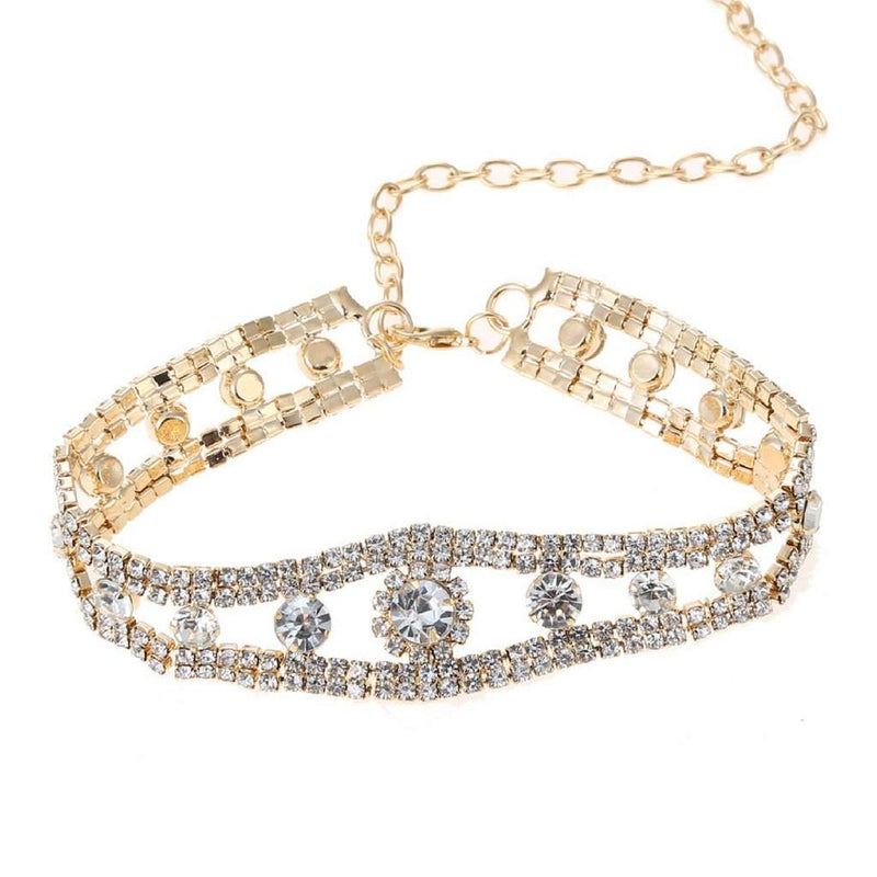 Rhinestone and Gold Choker-Chokers,Gold Necklaces,Necklaces